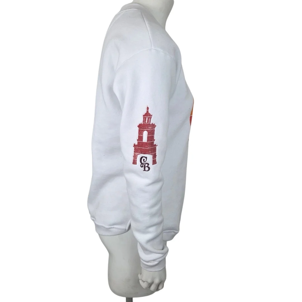 Casa Bonita Pullover Sweatshirt Womens XS White Yellow Red Crew Neck - Picture 2 of 11